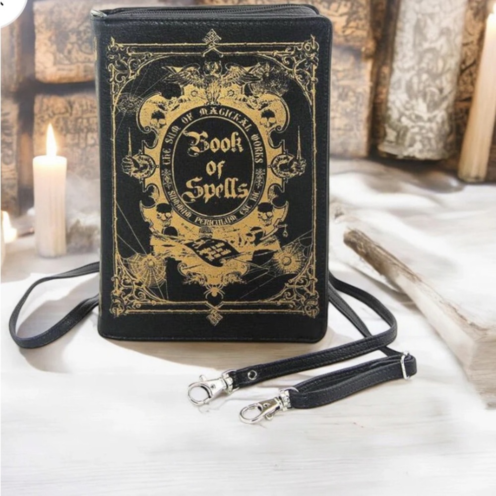 Black and Gold Book of Spells Bag